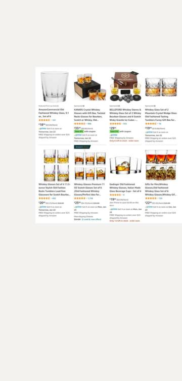 A screenshot of Amazon's website showing what portion of the screen is considered "search results."