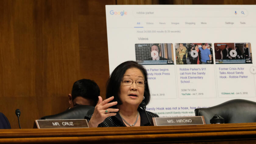 Image of Senator Mazie Hirono, Democrat of Hawaii, speaking at a Senate Judiciary Committee hearing on April 10, 2019