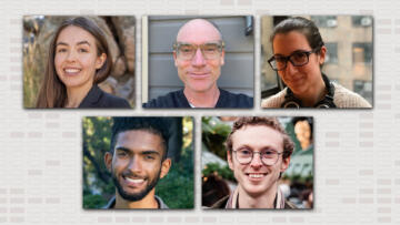 Natasha Uzcátegui-Liggett, Tomas Apodaca, Miles Hilton, Mohamed Al Elew, and Ross Teixeira. Photo credit, from top left: Anne Leocha Friant, Tomas Apodaca and Suzanne Xie. From bottom left: Arlene Banuelos for The Triton, and Ross Teixeira