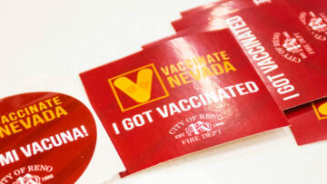 A photo of "Vaccinate Nevada: I got vaccinated" stickers