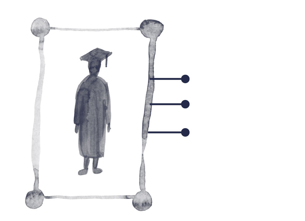 Illustration of a student being scanned and labeled